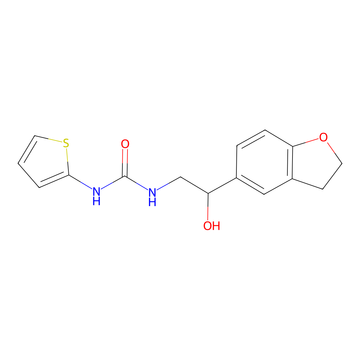1-(2-(2,3-Dihydrobenzofuran-5-yl)-2-hydroxyethyl)-3-(thiophen-2-yl)urea molecular structure, CAS 1421504-69-9