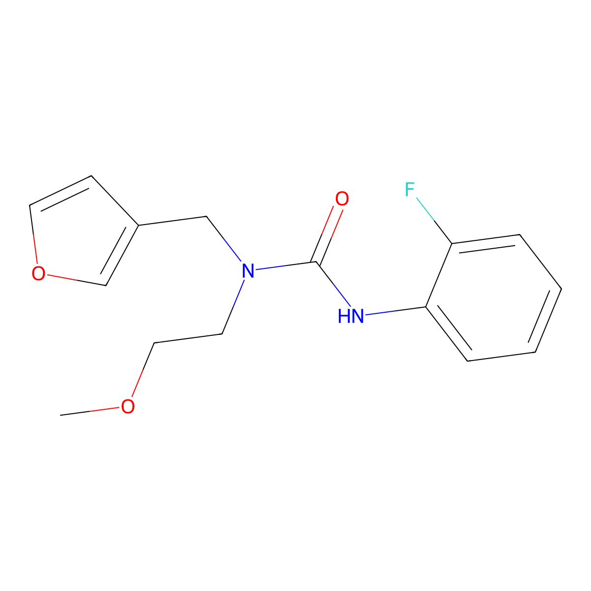 3-(2-Fluorophenyl)-1-(furan-3-ylmethyl)-1-(2-methoxyethyl)urea molecular structure, CAS 1421504-77-9
