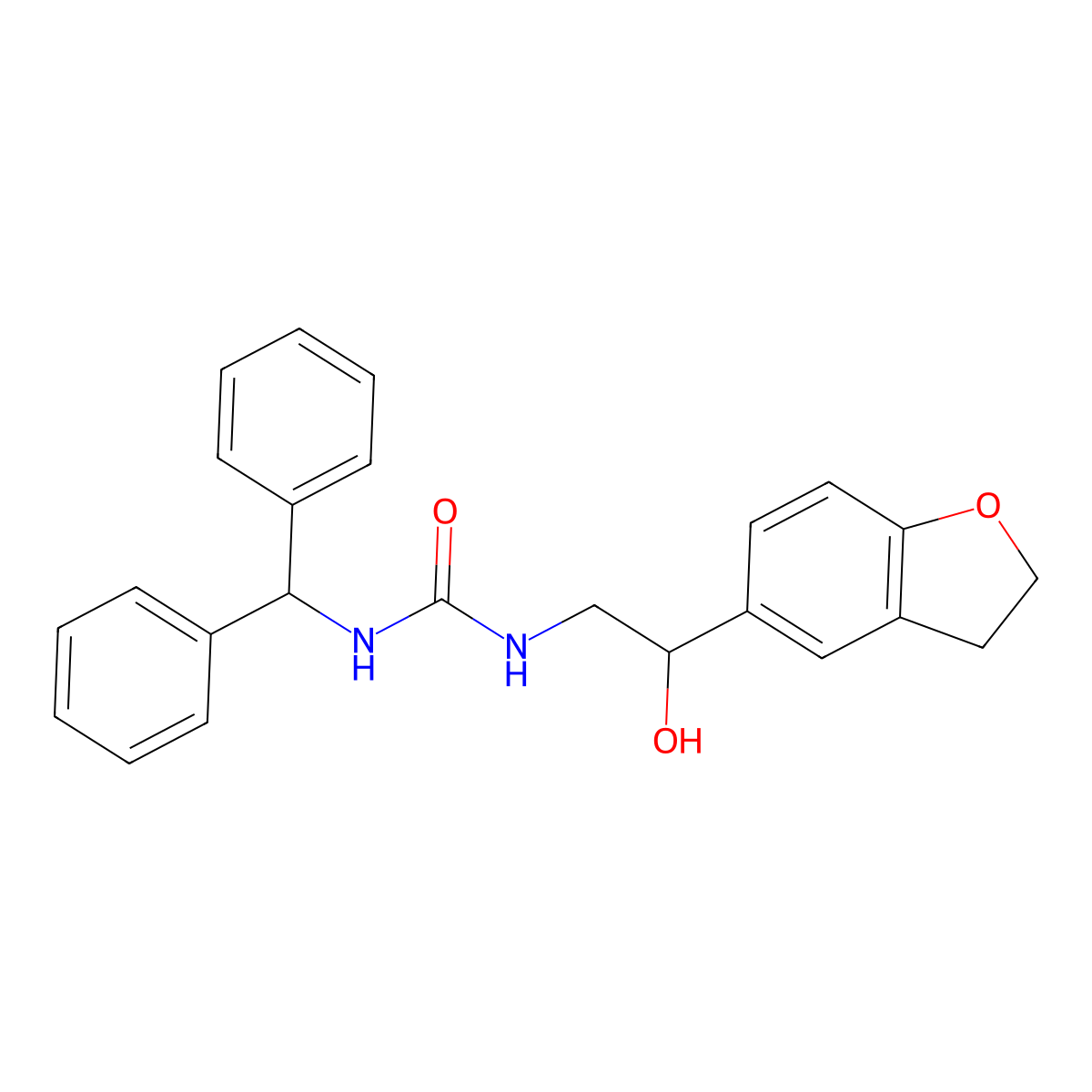 1-Benzhydryl-3-(2-(2,3-dihydrobenzofuran-5-yl)-2-hydroxyethyl)urea molecular structure, CAS 1421504-78-0
