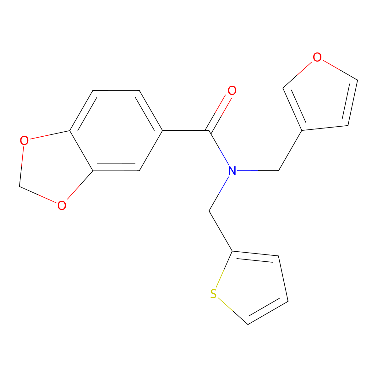 N-(furan-3-ylmethyl)-N-(thiophen-2-ylmethyl)benzo[d][1,3]dioxole-5-carboxamide molecular structure, CAS 1421504-88-2