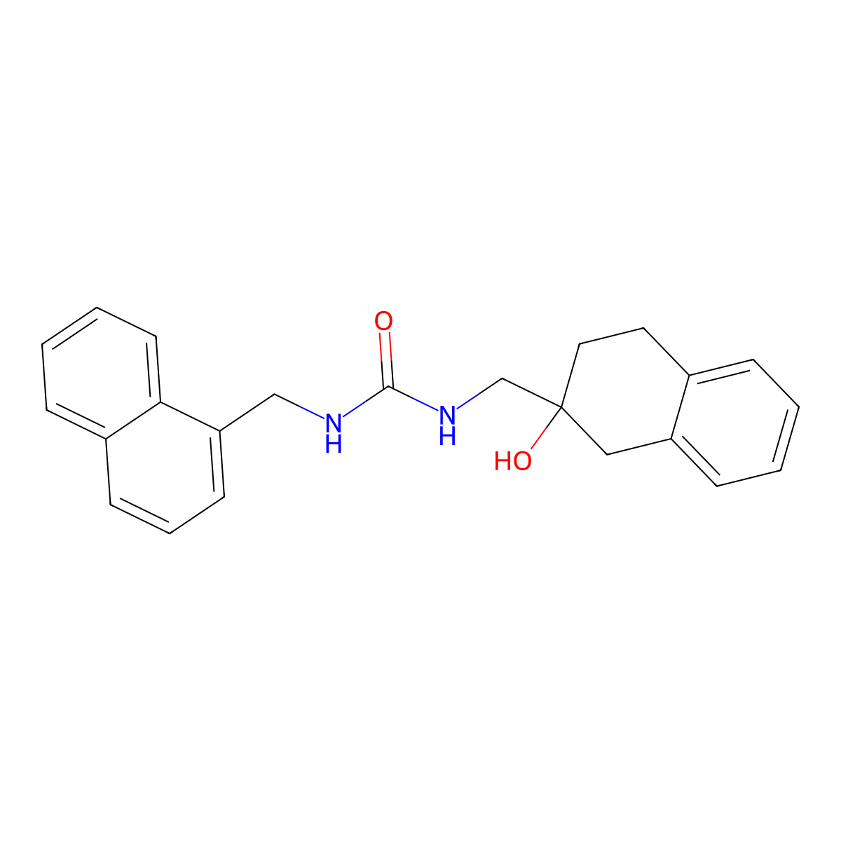 1-((2-Hydroxy-1,2,3,4-tetrahydronaphthalen-2-yl)methyl)-3-(naphthalen-1-ylmethyl)urea molecular structure, CAS 1421504-95-1