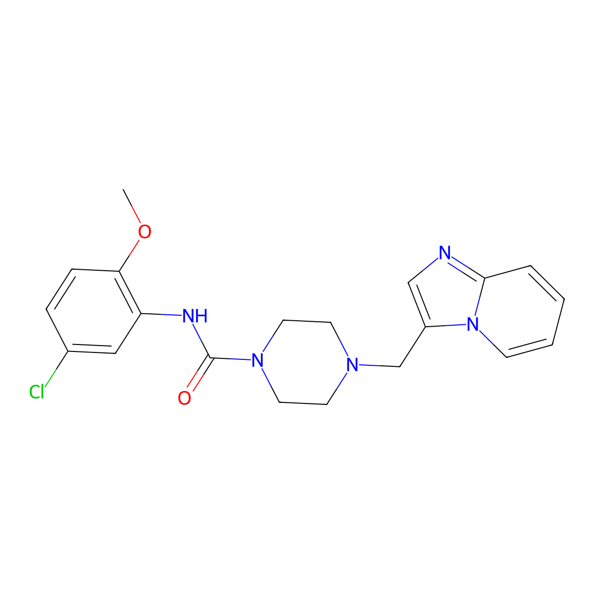 N-(5-chloro-2-methoxyphenyl)-4-(imidazo[1,2-a]pyridin-3-ylmethyl)piperazine-1-carboxamide molecular structure, CAS 1421505-06-7