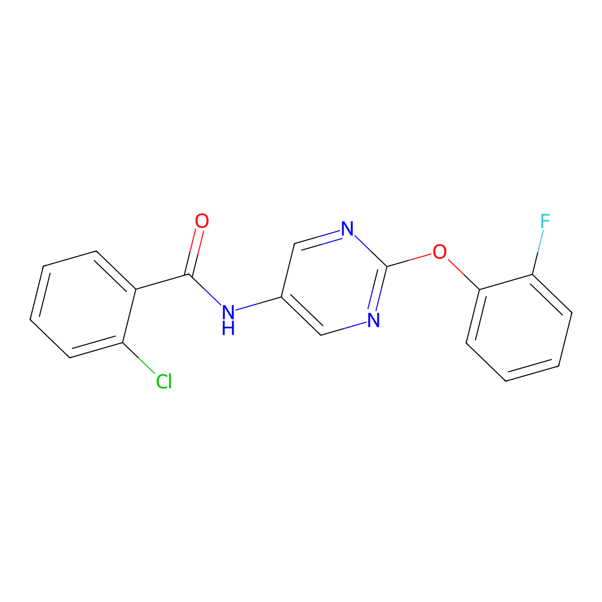 2-Chloro-N-[2-(2-fluorophenoxy)pyrimidin-5-YL]benzamide molecular structure, CAS 1421505-08-9