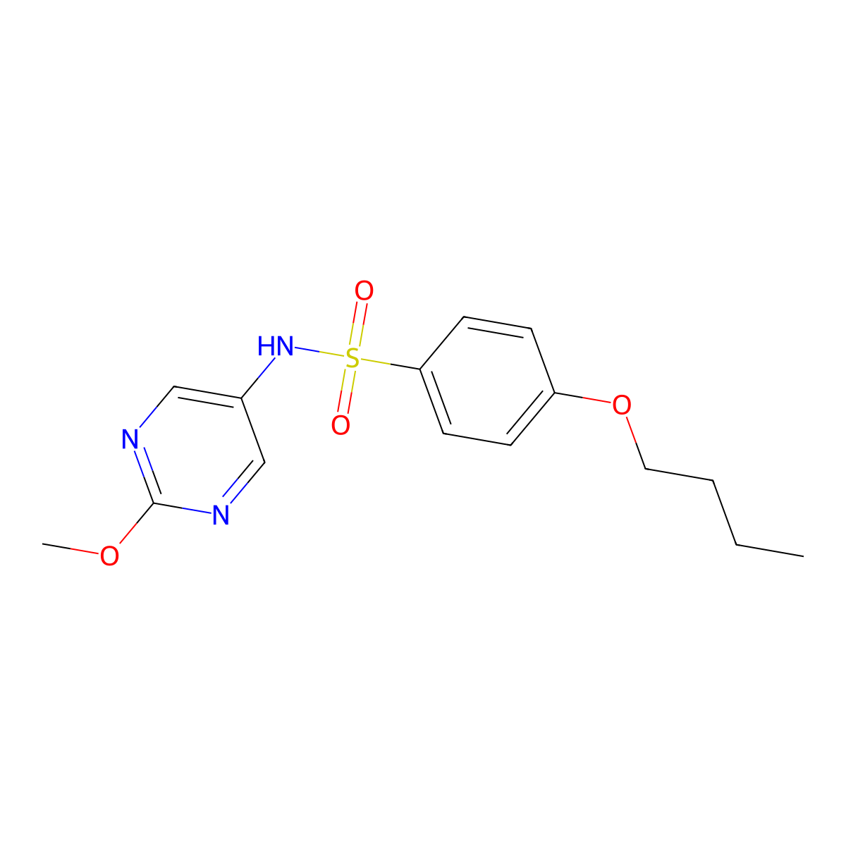 4-butoxy-N-(2-methoxypyrimidin-5-yl)benzenesulfonamide molecular structure, CAS 1421505-13-6