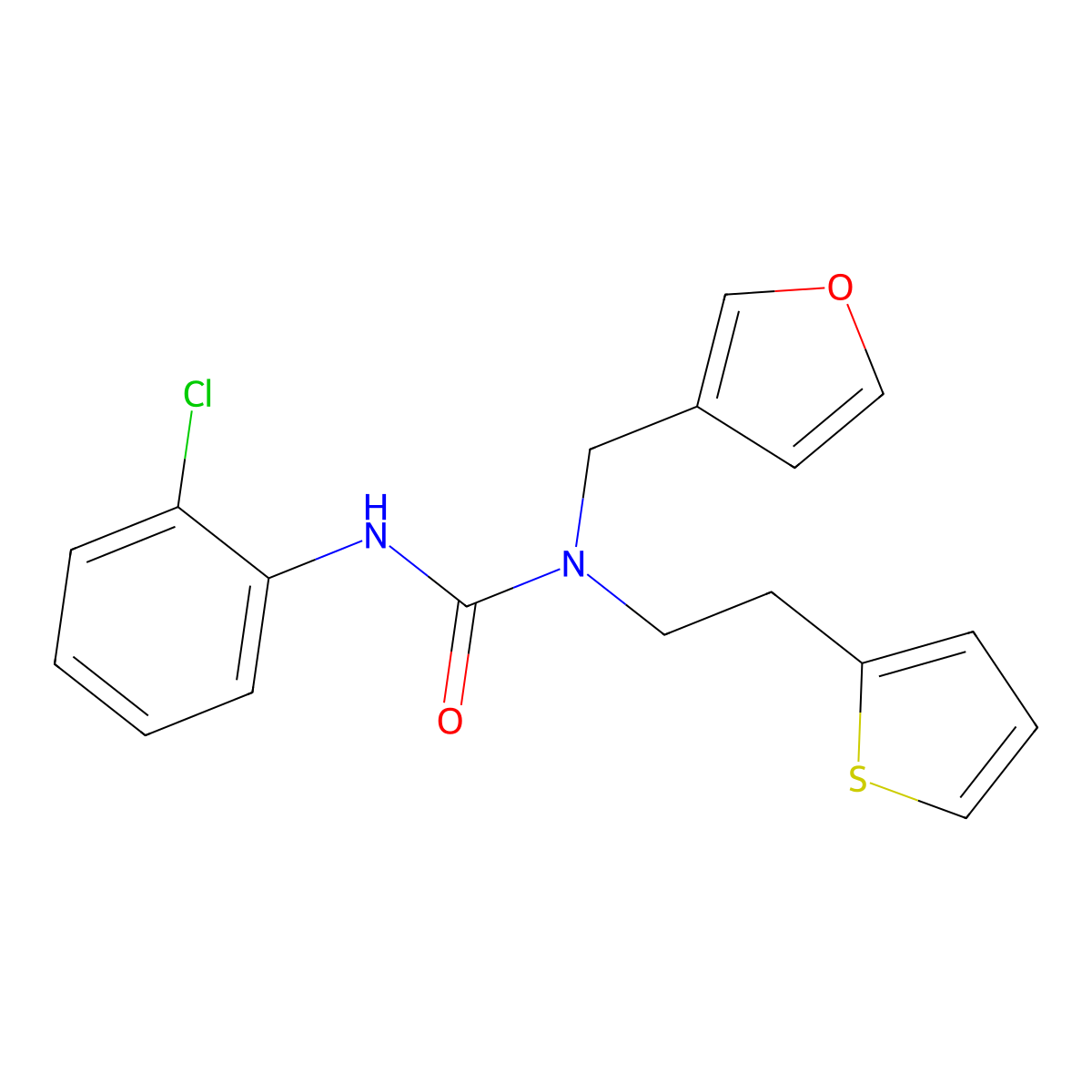3-(2-Chlorophenyl)-1-(furan-3-ylmethyl)-1-(2-(thiophen-2-yl)ethyl)urea molecular structure, CAS 1421505-17-0