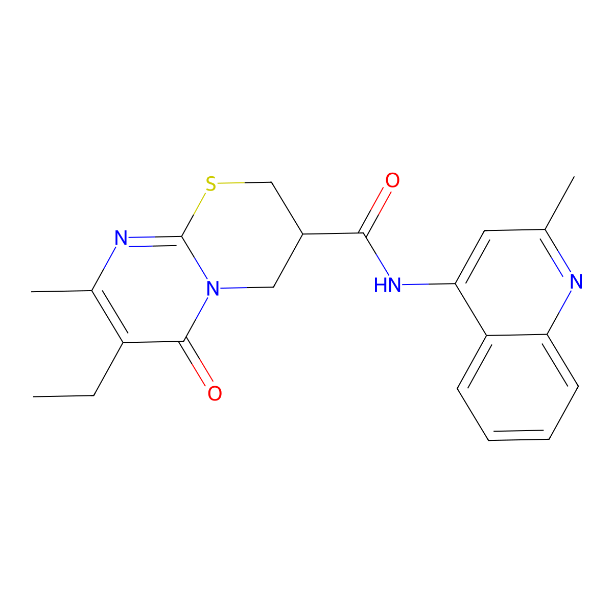 7-ethyl-8-methyl-N-(2-methylquinolin-4-yl)-6-oxo-2,3,4,6-tetrahydropyrimido[2,1-b][1,3]thiazine-3-carboxamide molecular structure, CAS 1421505-18-1