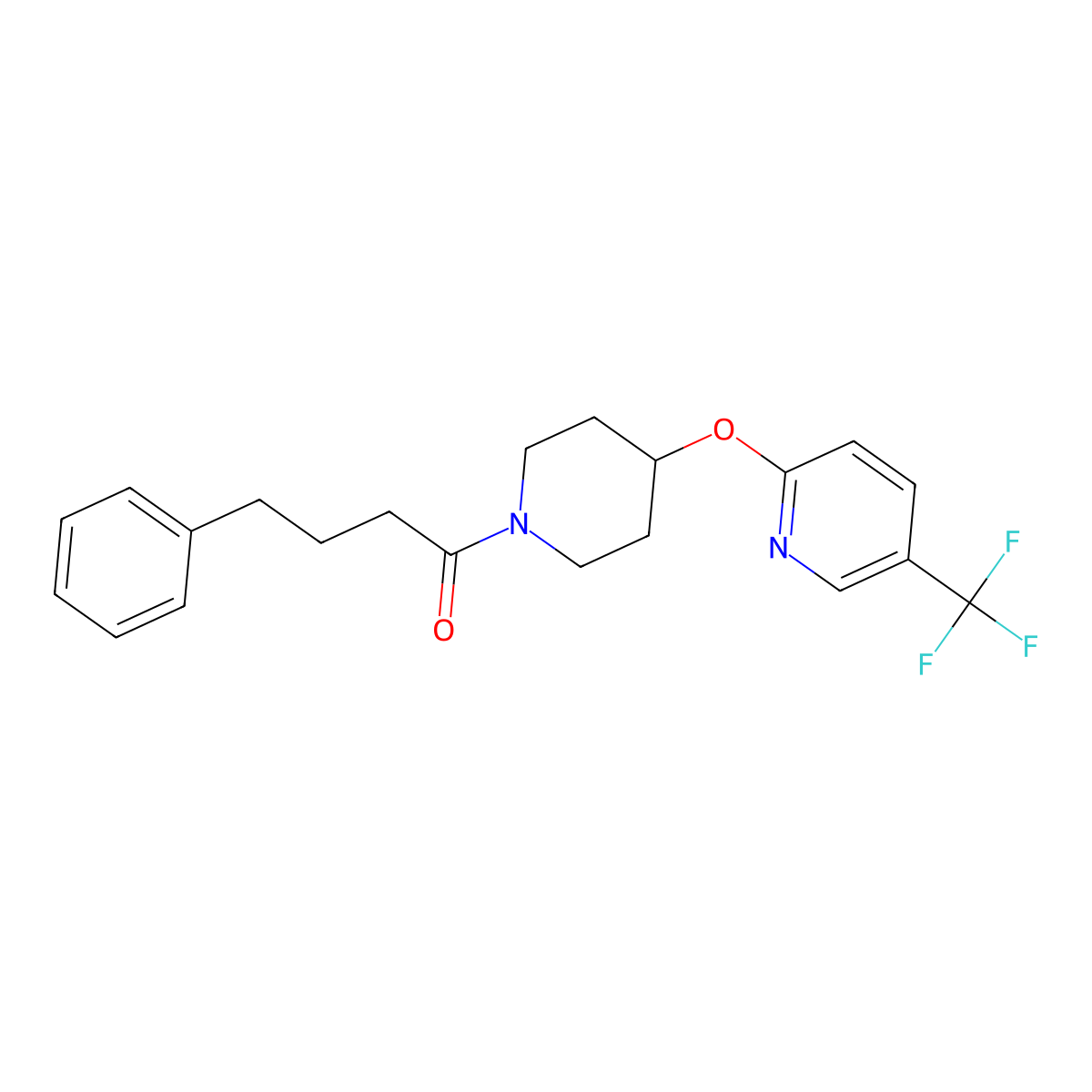 4-Phenyl-1-(4-{[5-(trifluoromethyl)pyridin-2-YL]oxy}piperidin-1-YL)butan-1-one molecular structure, CAS 1421505-28-3