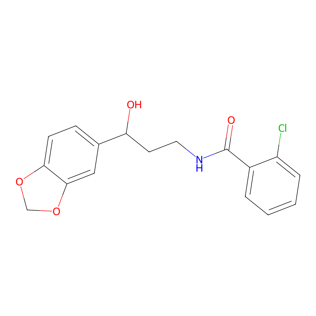 N-(3-(benzo[d][1,3]dioxol-5-yl)-3-hydroxypropyl)-2-chlorobenzamide molecular structure, CAS 1421505-30-7