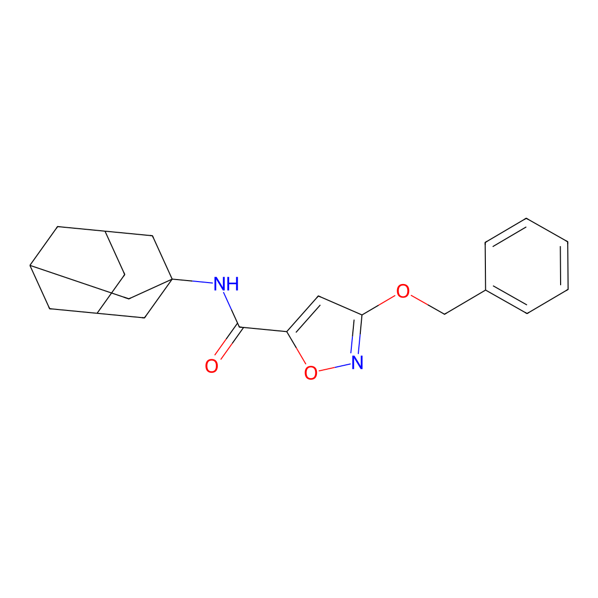 N-(adamantan-1-yl)-3-(benzyloxy)-1,2-oxazole-5-carboxamide molecular structure, CAS 1421505-31-8