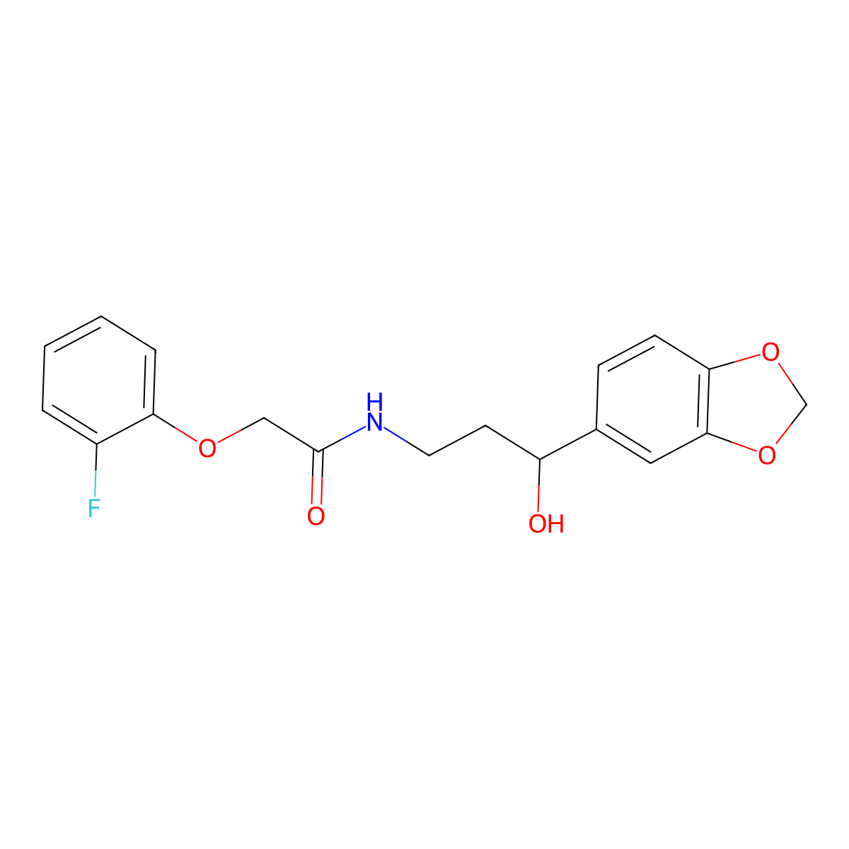 N-(3-(benzo[d][1,3]dioxol-5-yl)-3-hydroxypropyl)-2-(2-fluorophenoxy)acetamide molecular structure, CAS 1421505-37-4