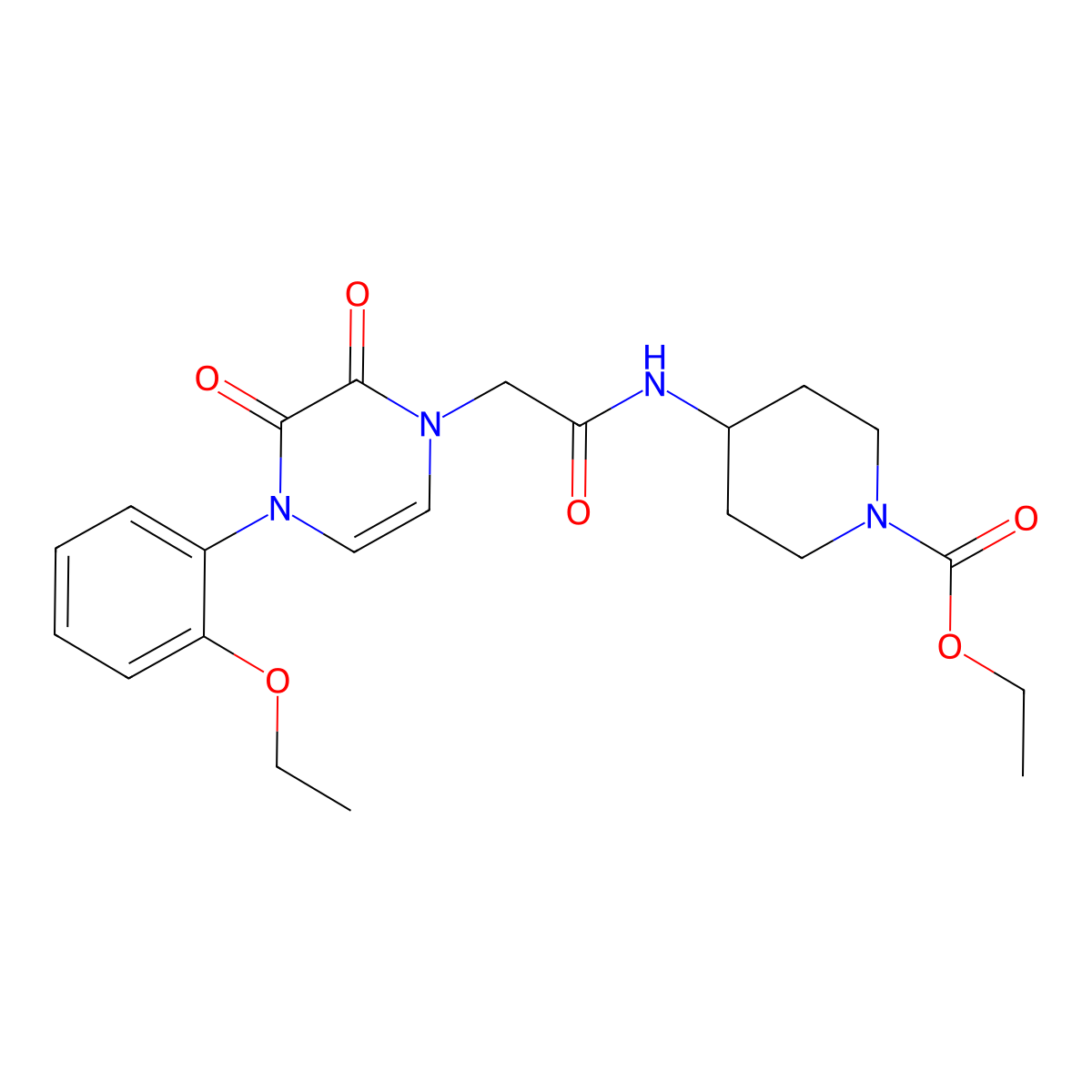 ethyl 4-(2-(4-(2-ethoxyphenyl)-2,3-dioxo-3,4-dihydropyrazin-1(2H)-yl)acetamido)piperidine-1-carboxylate molecular structure, CAS 1421505-39-6