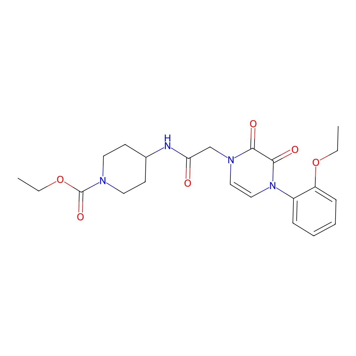 ethyl 4-(2-(4-(2-ethoxyphenyl)-2,3-dioxo-3,4-dihydropyrazin-1(2H)-yl)acetamido)piperidine-1-carboxylate molecular structure, CAS 1421505-39-6