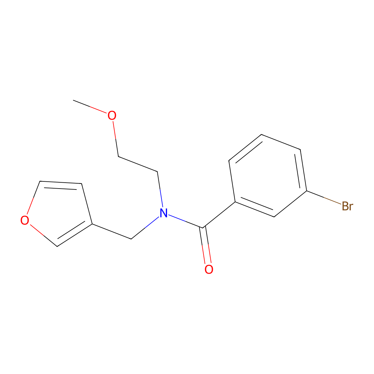 3-bromo-N-(furan-3-ylmethyl)-N-(2-methoxyethyl)benzamide molecular structure, CAS 1421505-41-0
