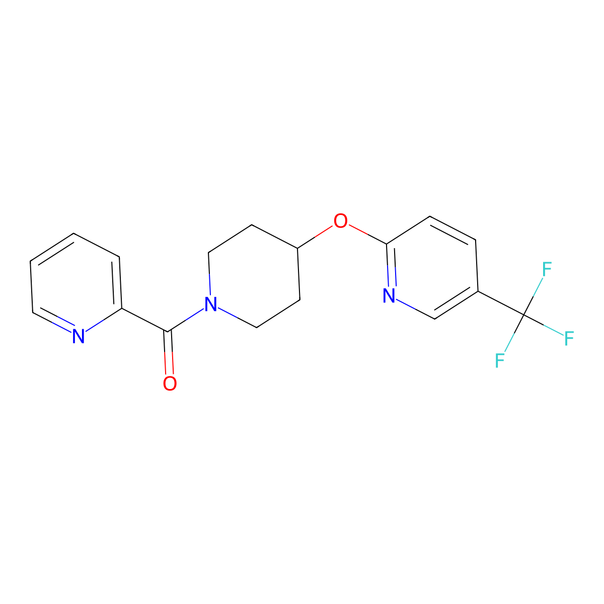 Pyridin-2-yl(4-((5-(trifluoromethyl)pyridin-2-yl)oxy)piperidin-1-yl)methanone molecular structure, CAS 1421505-42-1