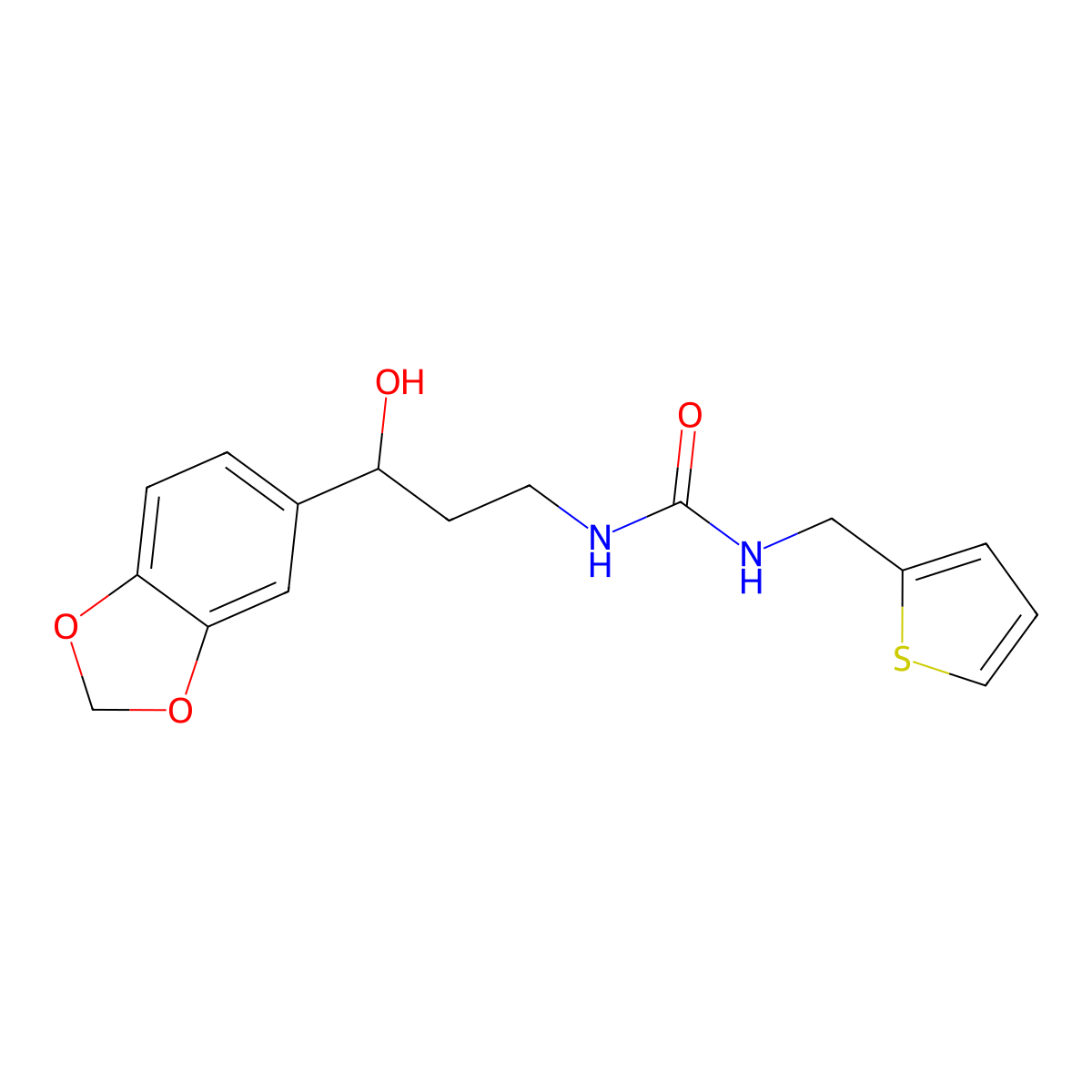 1-(3-(Benzo[d][1,3]dioxol-5-yl)-3-hydroxypropyl)-3-(thiophen-2-ylmethyl)urea molecular structure, CAS 1421505-44-3