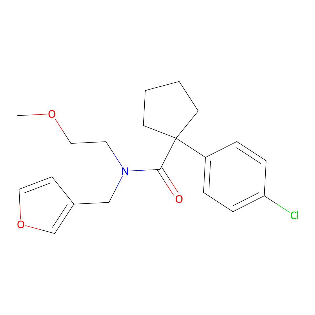 1-(4-chlorophenyl)-N-(furan-3-ylmethyl)-N-(2-methoxyethyl)cyclopentanecarboxamide molecular structure, CAS 1421505-48-7