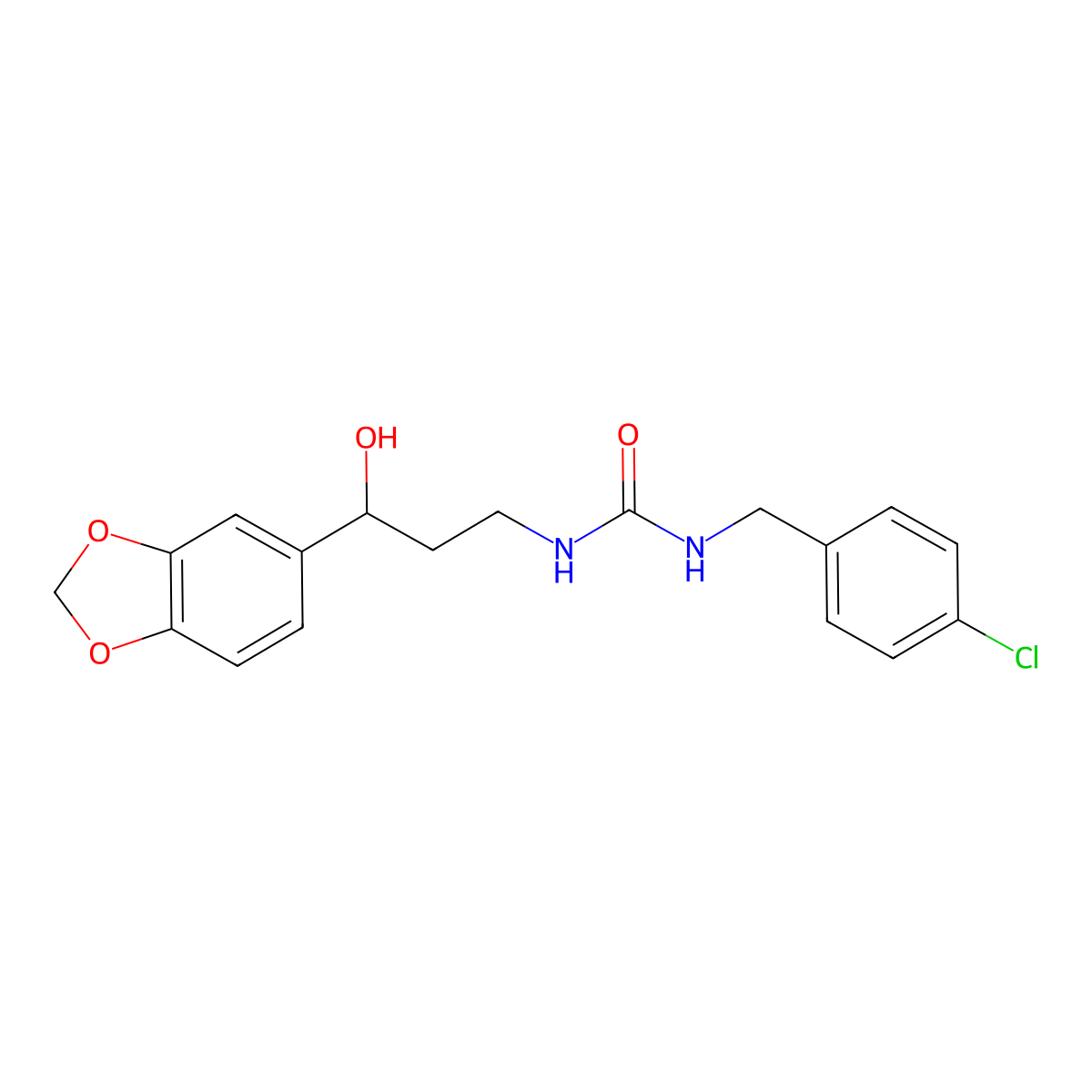1-(3-(Benzo[d][1,3]dioxol-5-yl)-3-hydroxypropyl)-3-(4-chlorobenzyl)urea molecular structure, CAS 1421505-50-1