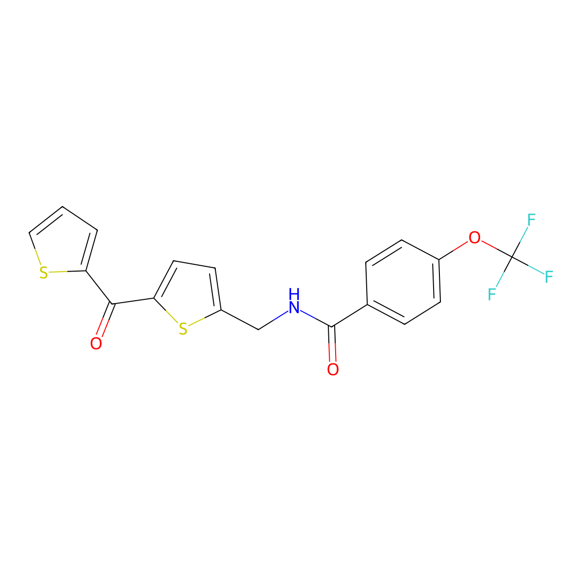 N-{[5-(Thiophene-2-carbonyl)thiophen-2-YL]methyl}-4-(trifluoromethoxy)benzamide molecular structure, CAS 1421505-84-1