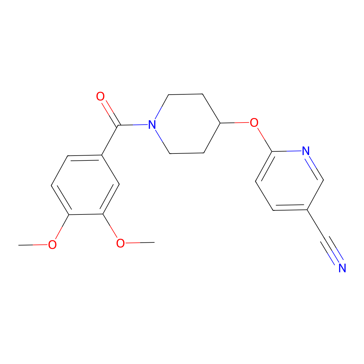 6-((1-(3,4-Dimethoxybenzoyl)piperidin-4-yl)oxy)nicotinonitrile molecular structure, CAS 1421505-86-3