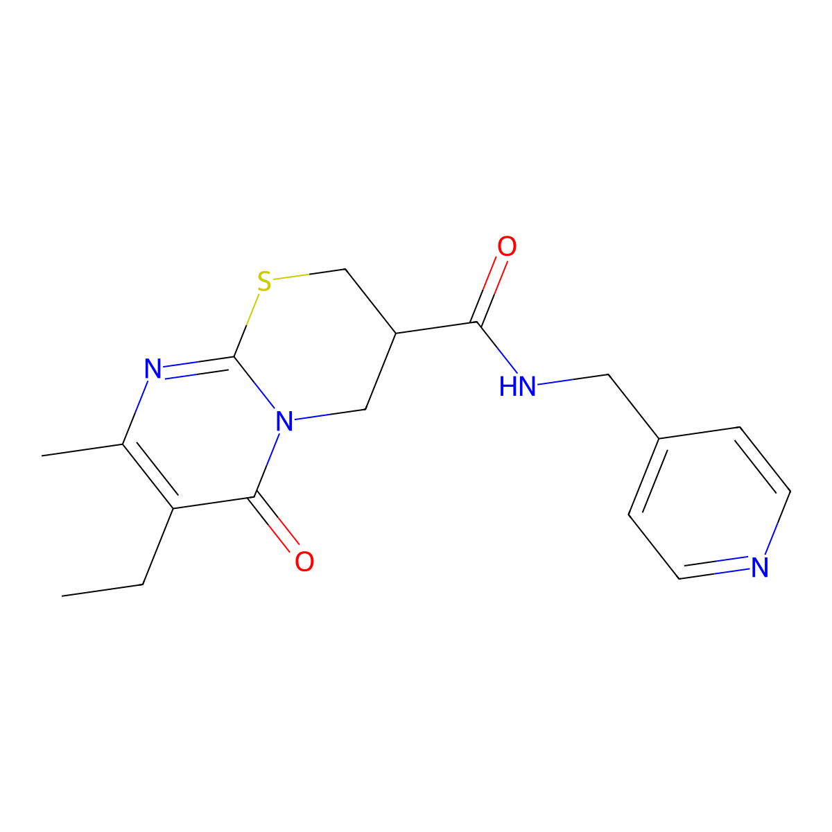 7-ethyl-8-methyl-6-oxo-N-(pyridin-4-ylmethyl)-2,3,4,6-tetrahydropyrimido[2,1-b][1,3]thiazine-3-carboxamide molecular structure, CAS 1421505-90-9