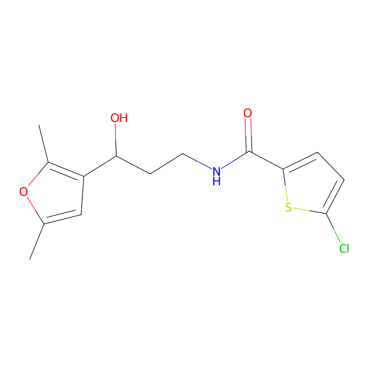 5-Chloro-N-[3-(2,5-dimethylfuran-3-YL)-3-hydroxypropyl]thiophene-2-carboxamide molecular structure, CAS 1421506-03-7