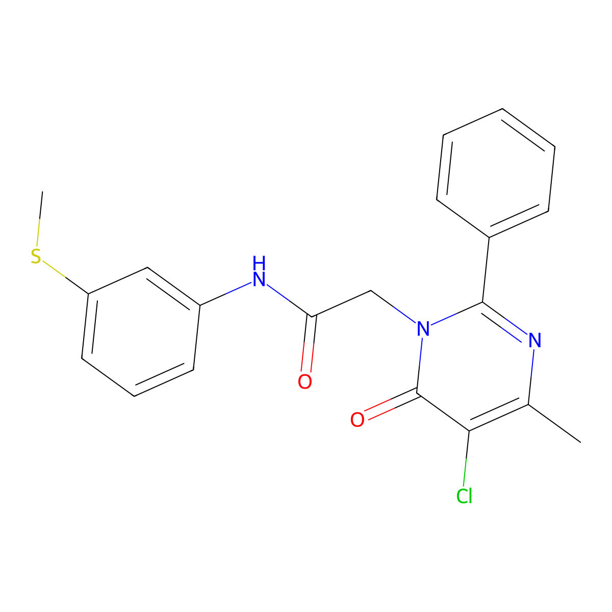 2-(5-chloro-4-methyl-6-oxo-2-phenylpyrimidin-1(6H)-yl)-N-(3-(methylthio)phenyl)acetamide molecular structure, CAS 1421506-32-2