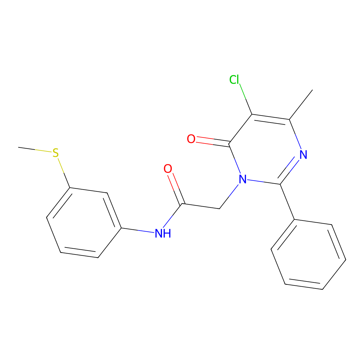 2-(5-chloro-4-methyl-6-oxo-2-phenylpyrimidin-1(6H)-yl)-N-(3-(methylthio)phenyl)acetamide molecular structure, CAS 1421506-32-2