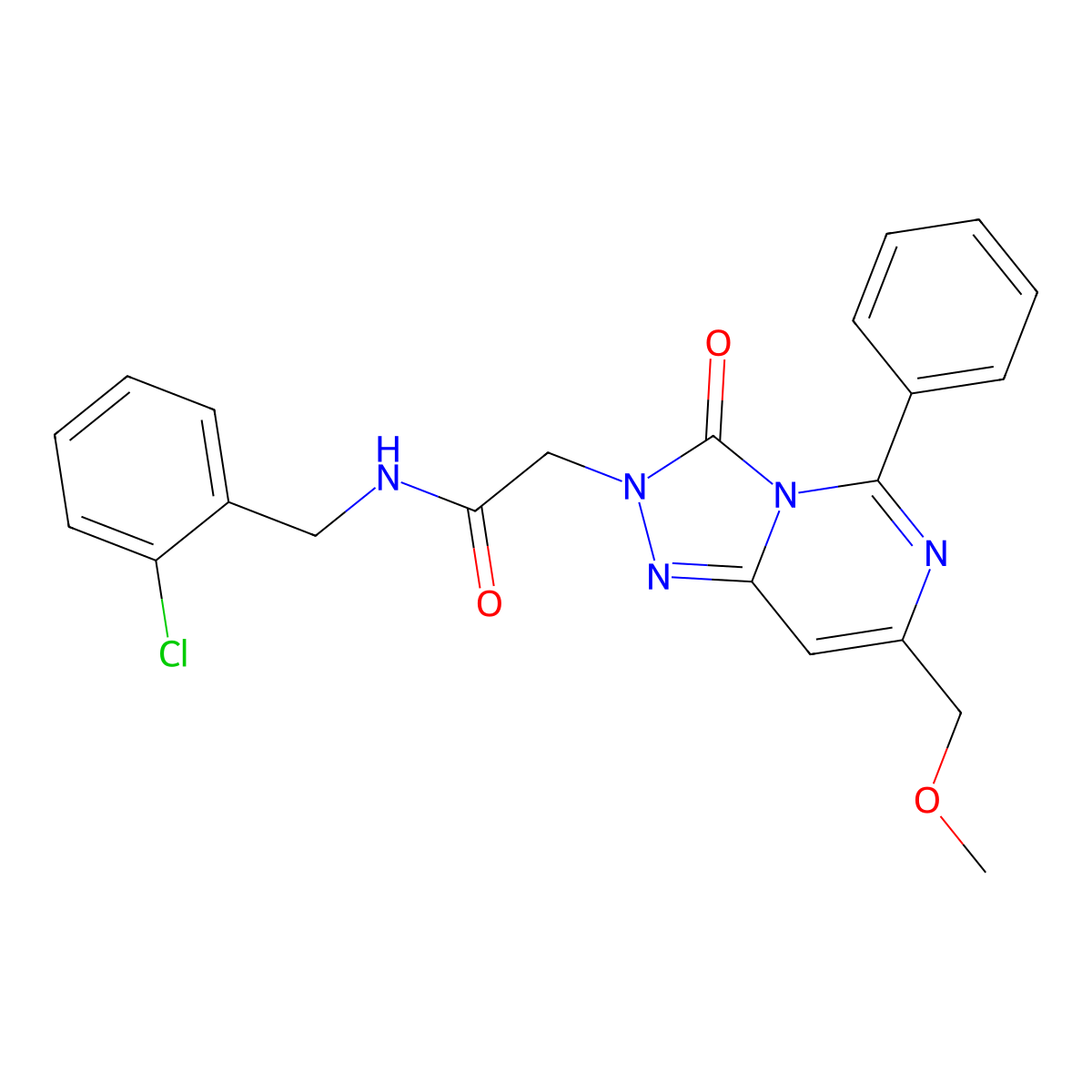 N-[(2-chlorophenyl)methyl]-2-[7-(methoxymethyl)-3-oxo-5-phenyl-2H,3H-[1,2,4]triazolo[4,3-c]pyrimidin-2-yl]acetamide molecular structure, CAS 1421506-34-4