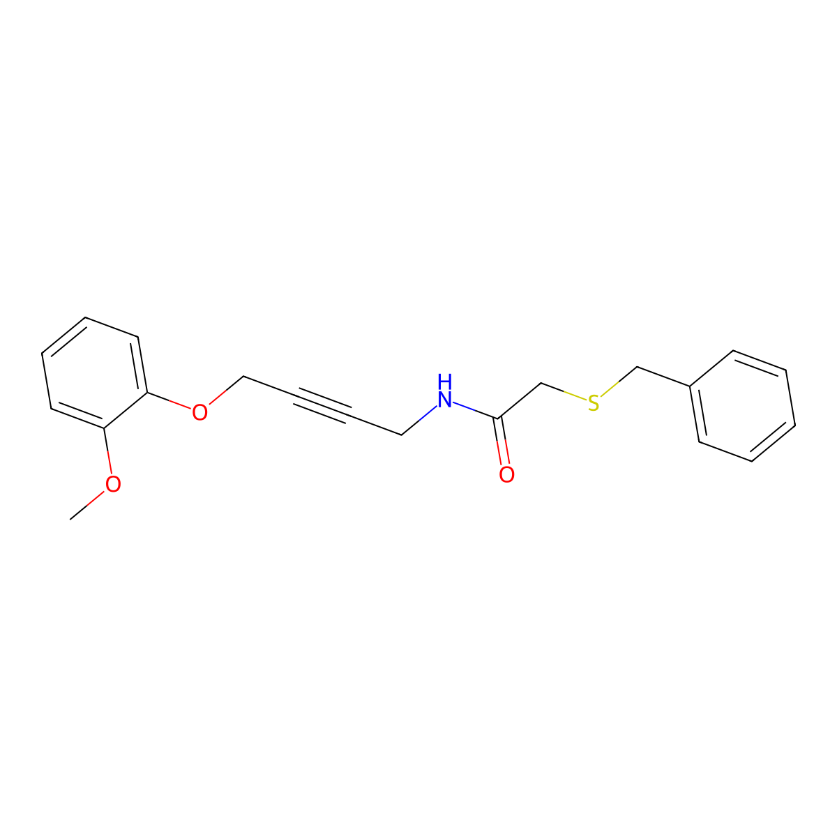 2-(Benzylsulfanyl)-N-[4-(2-methoxyphenoxy)but-2-YN-1-YL]acetamide molecular structure, CAS 1421506-43-5