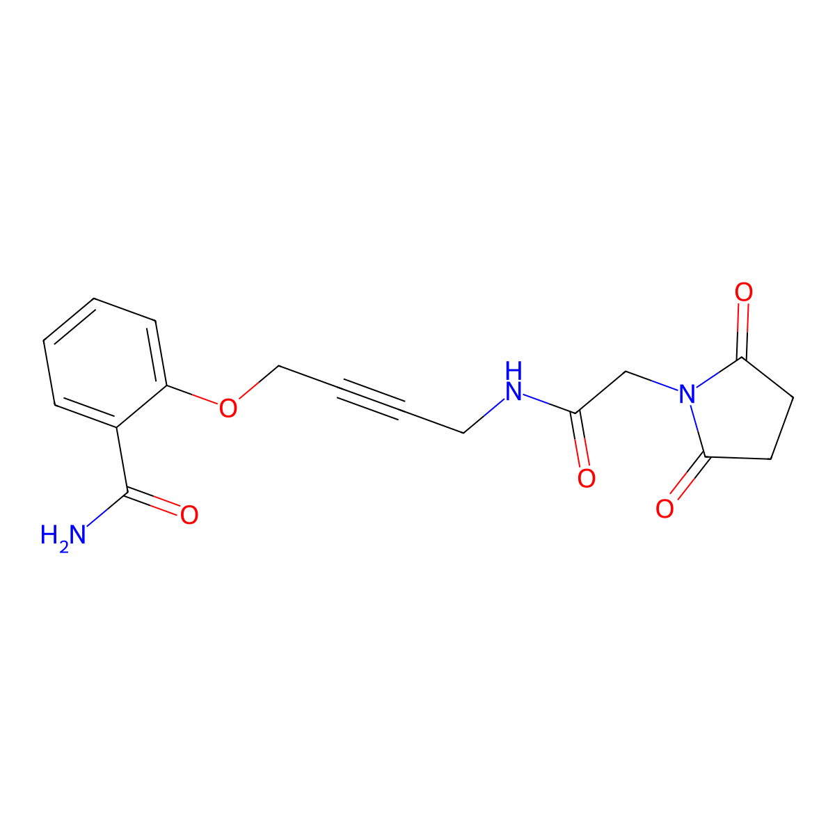 2-({4-[2-(2,5-Dioxopyrrolidin-1-YL)acetamido]but-2-YN-1-YL}oxy)benzamide molecular structure, CAS 1421506-50-4