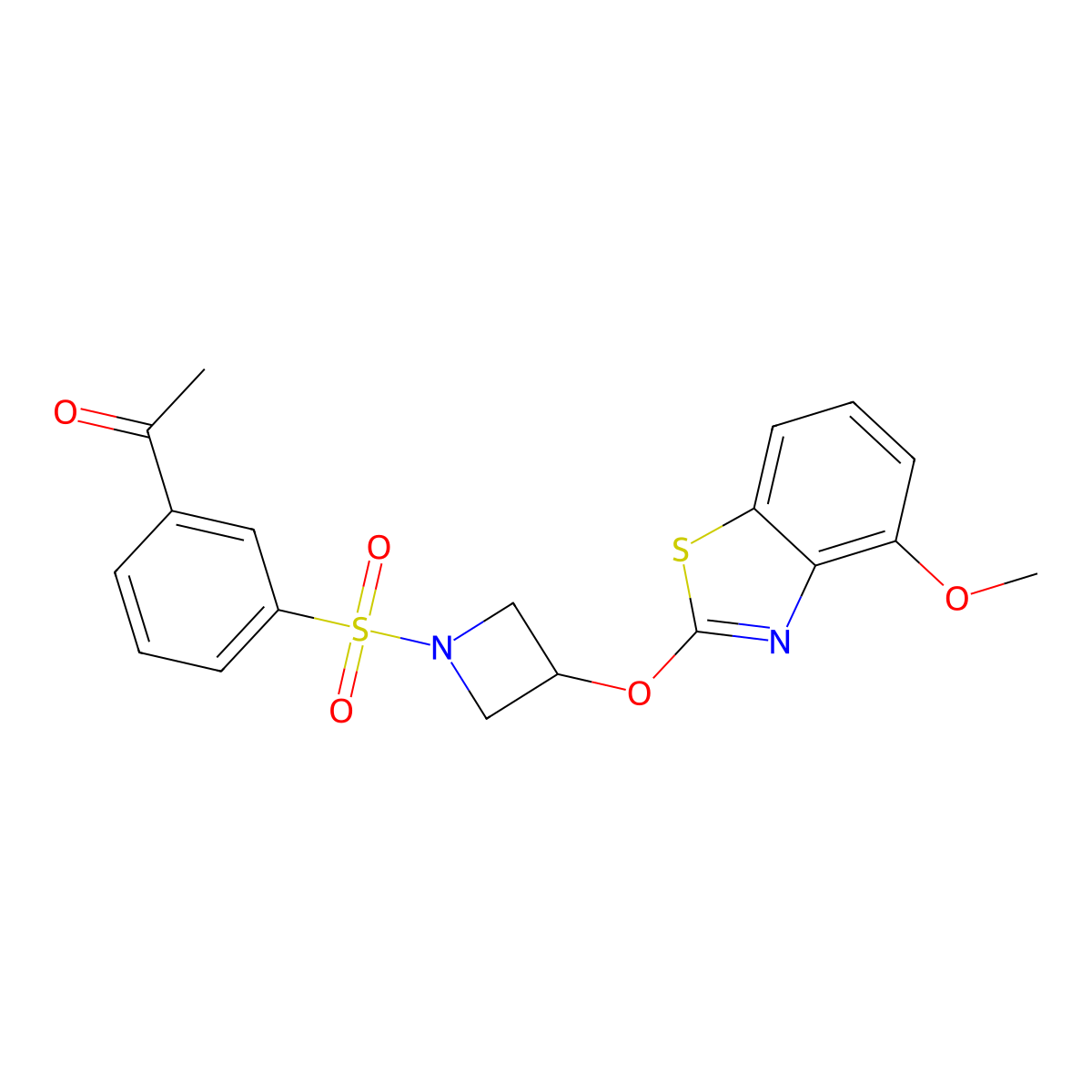 1-(3-((3-((4-Methoxybenzo[d]thiazol-2-yl)oxy)azetidin-1-yl)sulfonyl)phenyl)ethanone molecular structure, CAS 1421506-65-1