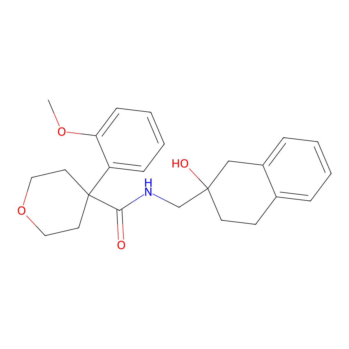 N-[(2-hydroxy-1,2,3,4-tetrahydronaphthalen-2-yl)methyl]-4-(2-methoxyphenyl)oxane-4-carboxamide molecular structure, CAS 1421506-69-5