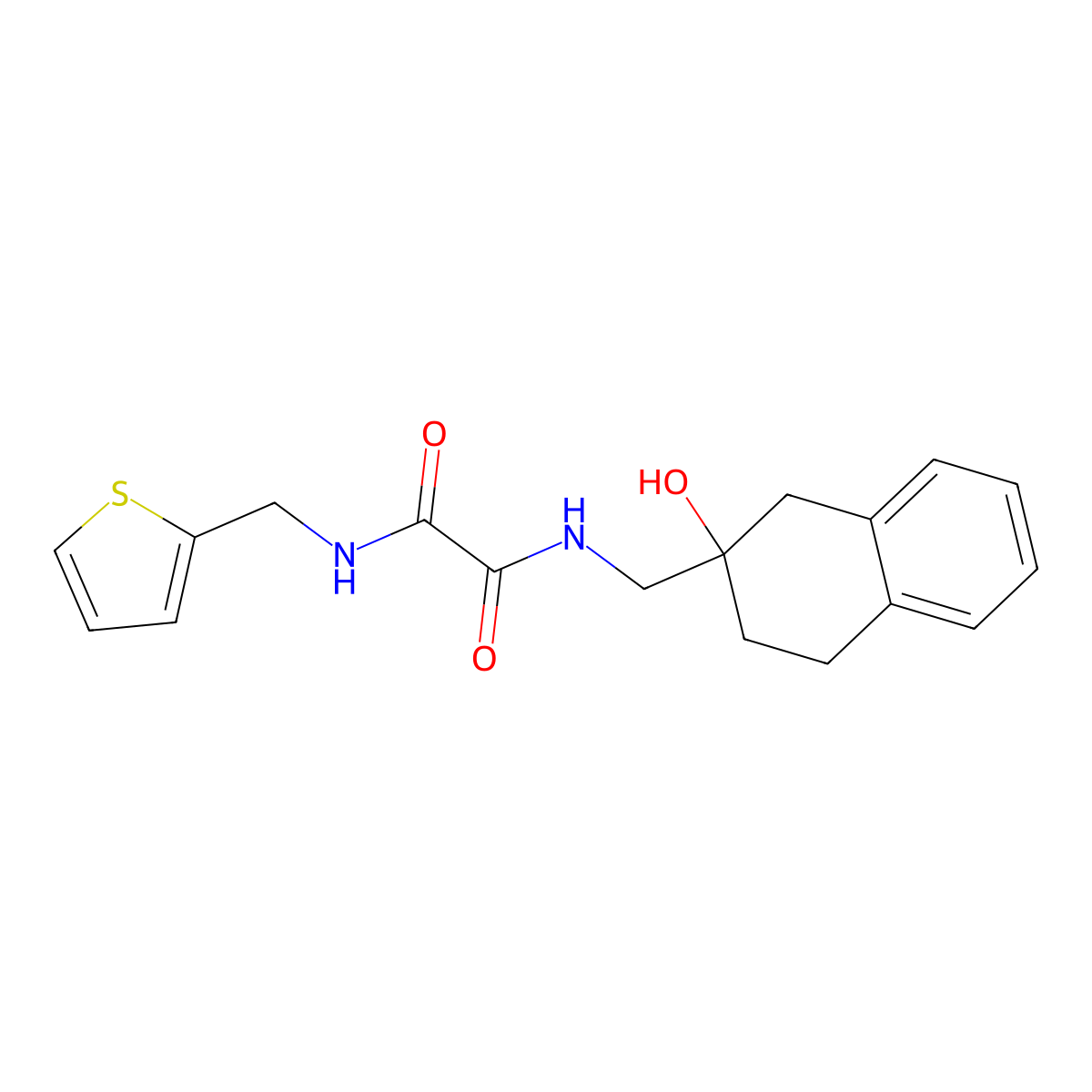 N1-((2-hydroxy-1,2,3,4-tetrahydronaphthalen-2-yl)methyl)-N2-(thiophen-2-ylmethyl)oxalamide molecular structure, CAS 1421506-79-7