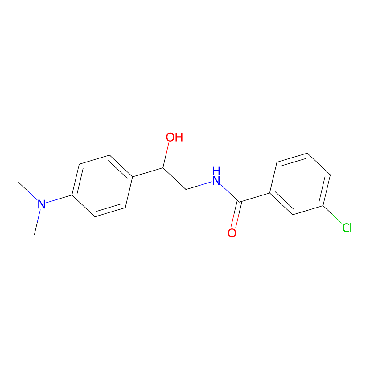 3-chloro-N-(2-(4-(dimethylamino)phenyl)-2-hydroxyethyl)benzamide molecular structure, CAS 1421506-86-6