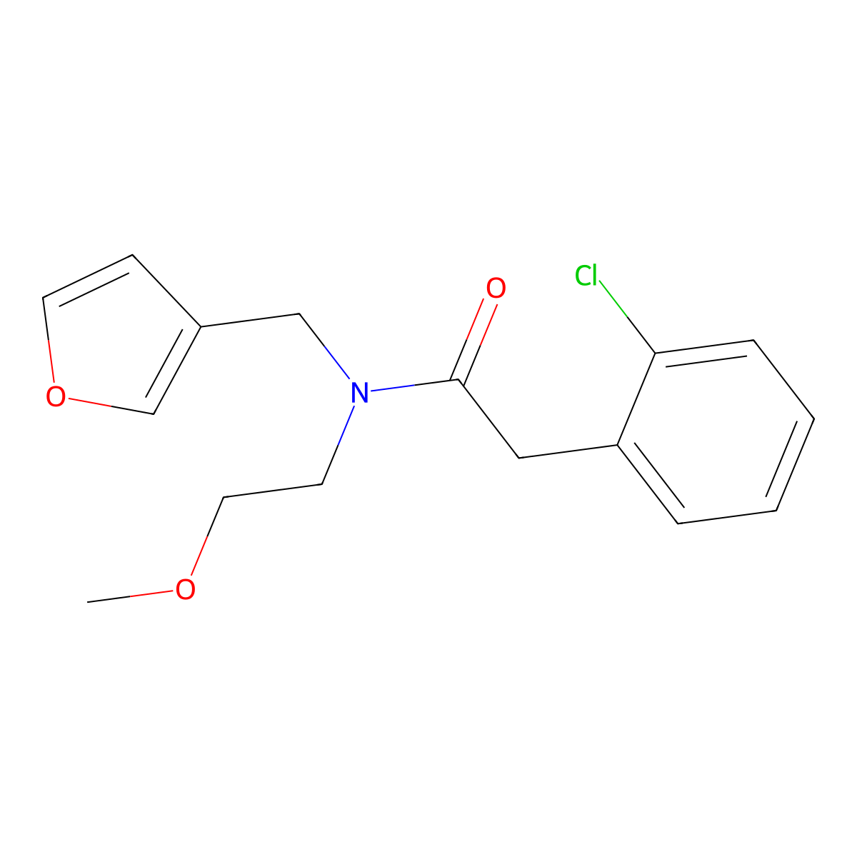 2-(2-chlorophenyl)-N-(furan-3-ylmethyl)-N-(2-methoxyethyl)acetamide molecular structure, CAS 1421507-01-8
