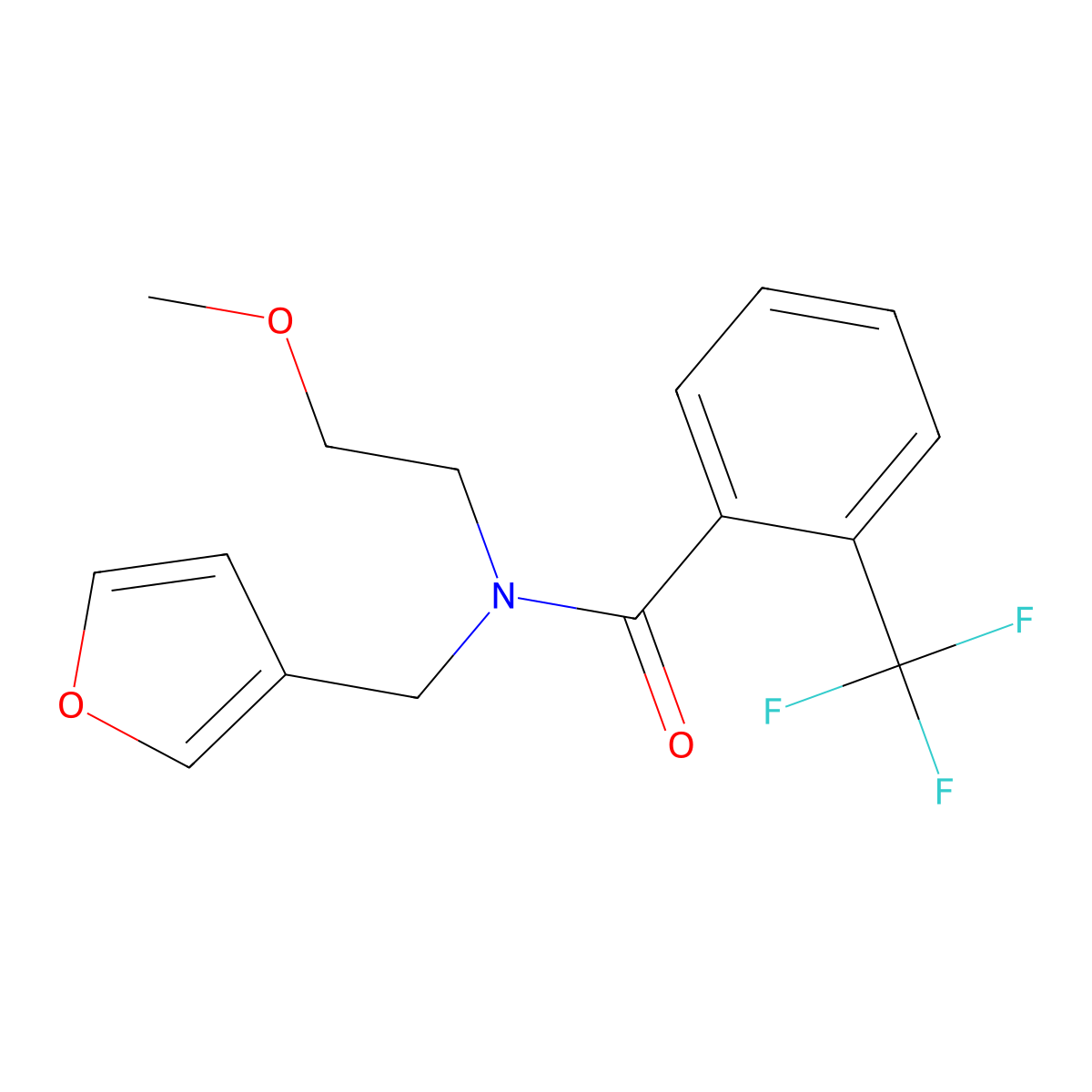 N-(furan-3-ylmethyl)-N-(2-methoxyethyl)-2-(trifluoromethyl)benzamide molecular structure, CAS 1421507-11-0