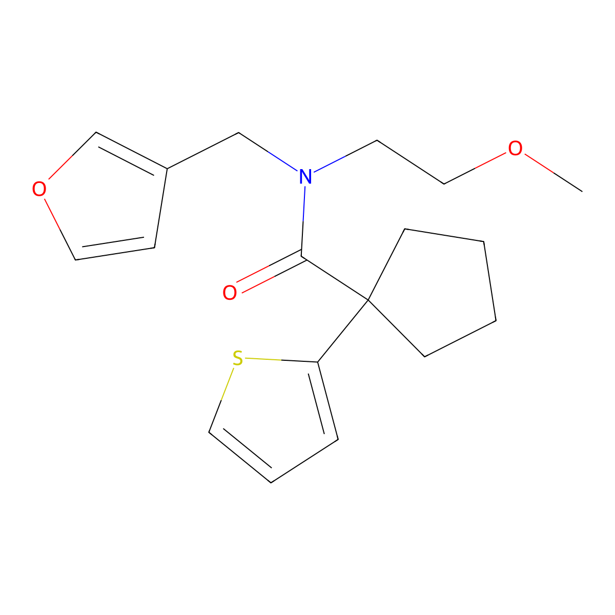 N-(furan-3-ylmethyl)-N-(2-methoxyethyl)-1-(thiophen-2-yl)cyclopentanecarboxamide molecular structure, CAS 1421507-17-6