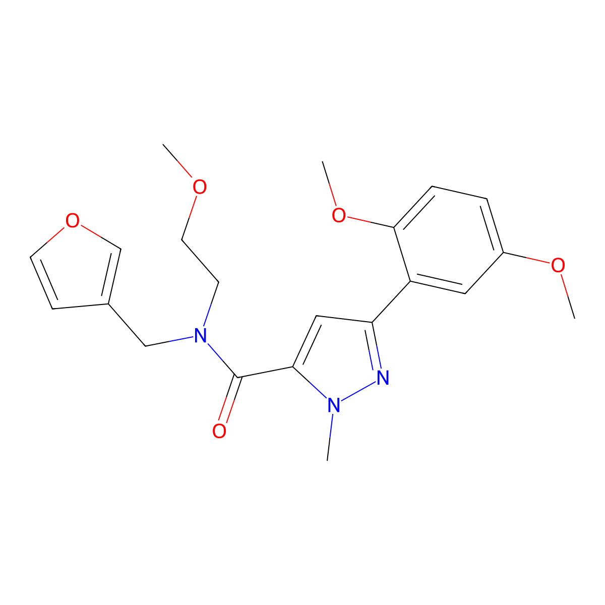 3-(2,5-dimethoxyphenyl)-N-(furan-3-ylmethyl)-N-(2-methoxyethyl)-1-methyl-1H-pyrazole-5-carboxamide molecular structure, CAS 1421507-40-5