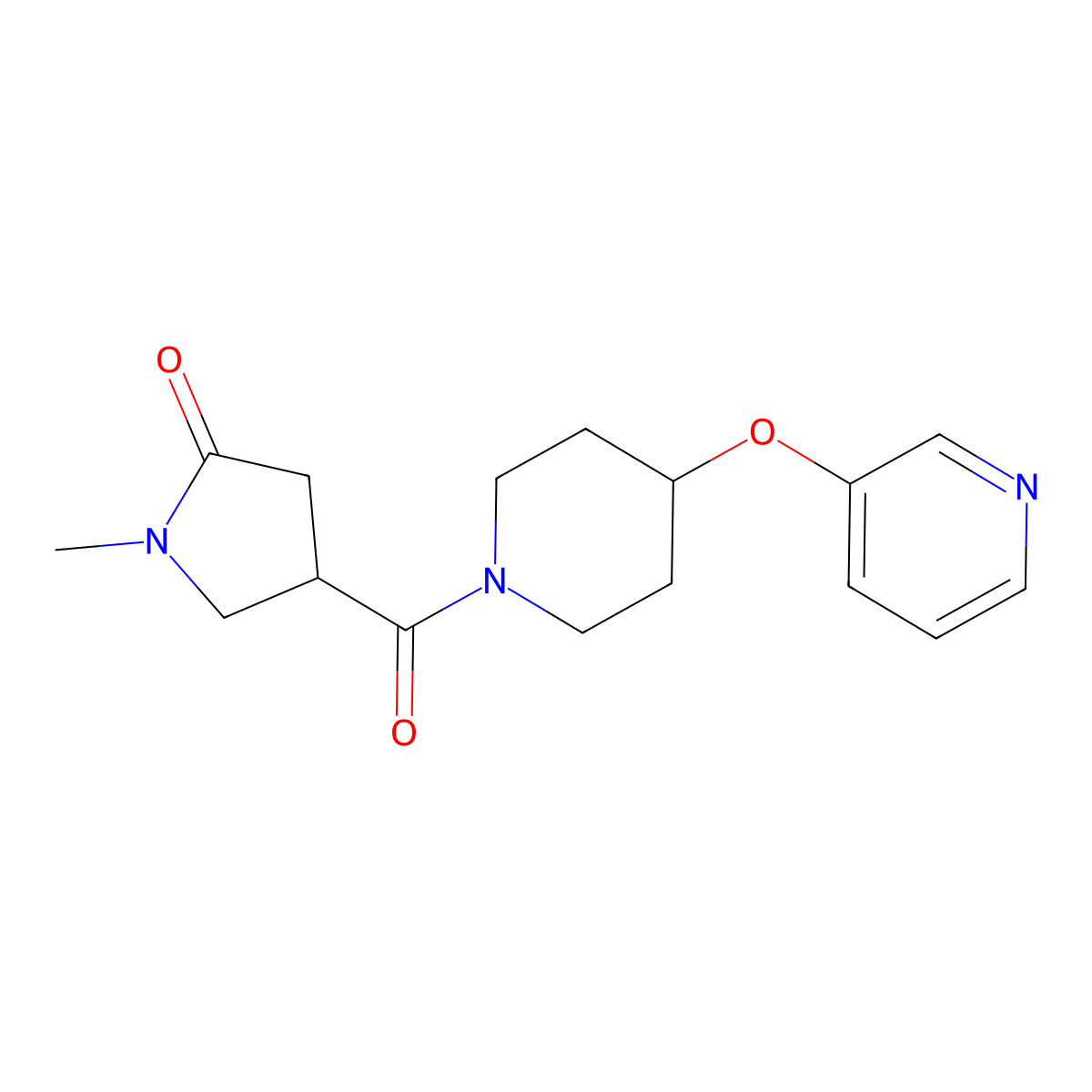 1-Methyl-4-[4-(pyridin-3-yloxy)piperidine-1-carbonyl]pyrrolidin-2-one molecular structure, CAS 1421507-63-2