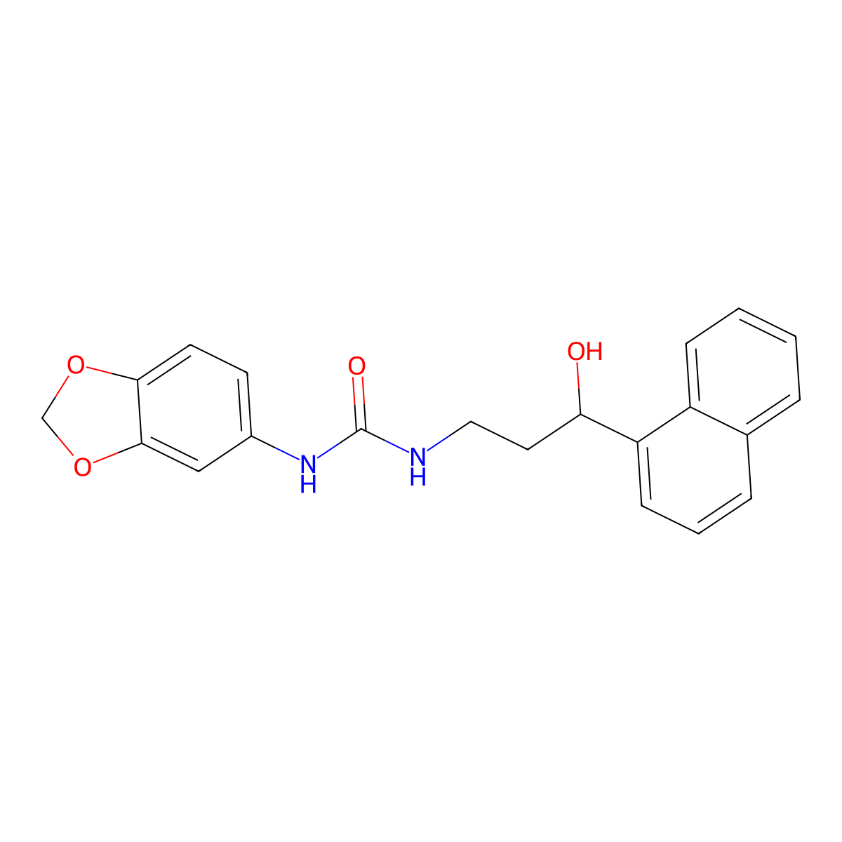 1-(Benzo[d][1,3]dioxol-5-yl)-3-(3-hydroxy-3-(naphthalen-1-yl)propyl)urea molecular structure, CAS 1421507-69-8
