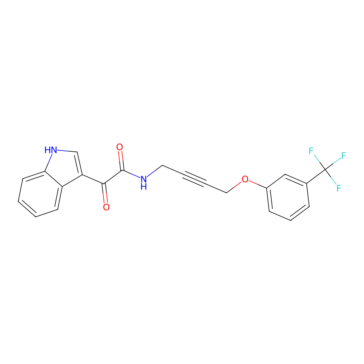 2-(1H-Indol-3-YL)-2-oxo-N-{4-[3-(trifluoromethyl)phenoxy]but-2-YN-1-YL}acetamide molecular structure, CAS 1421507-75-6