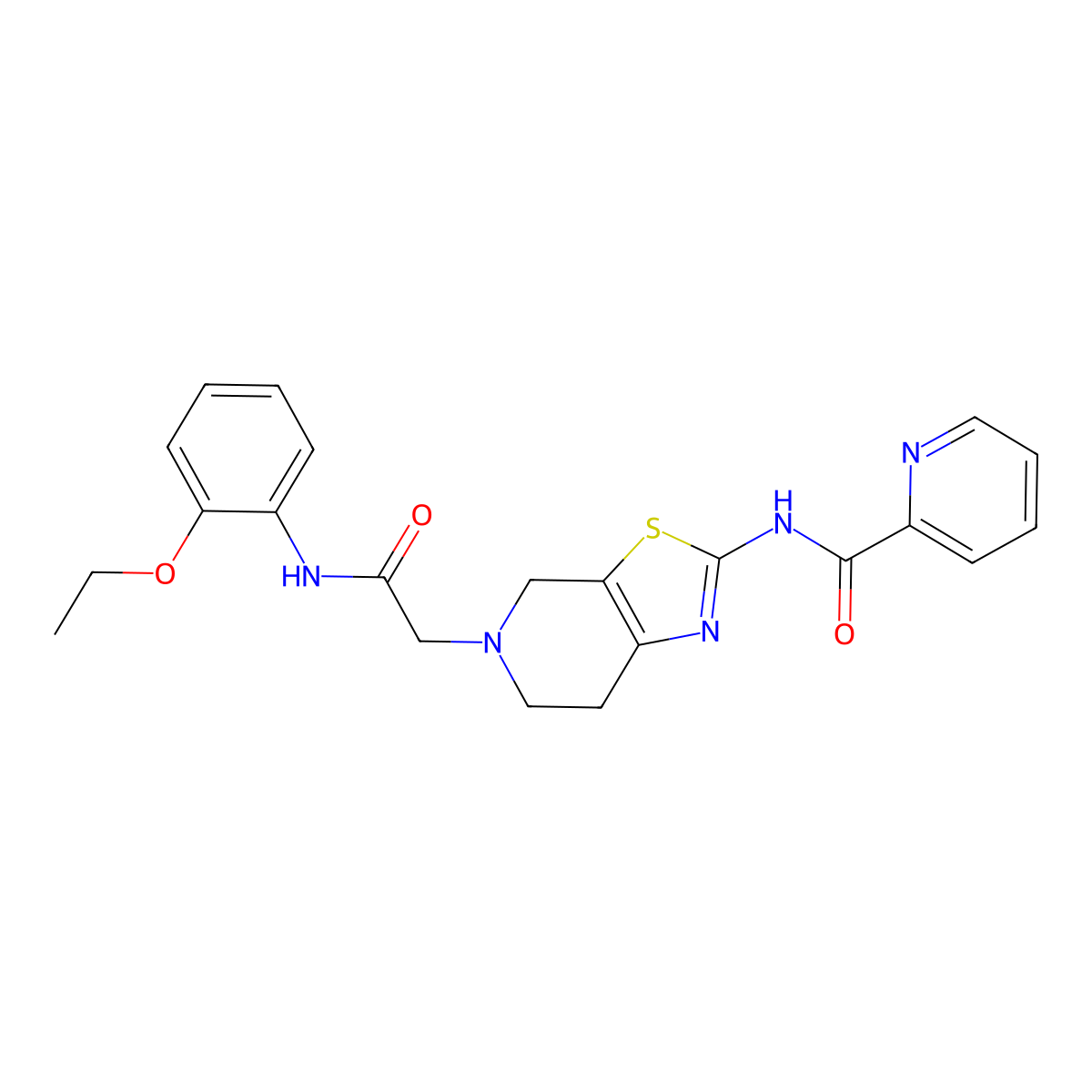 N-(5-(2-((2-ethoxyphenyl)amino)-2-oxoethyl)-4,5,6,7-tetrahydrothiazolo[5,4-c]pyridin-2-yl)picolinamide molecular structure, CAS 1421507-77-8