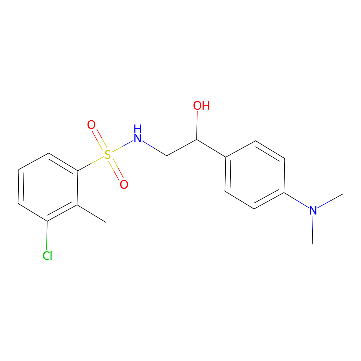 3-chloro-N-(2-(4-(dimethylamino)phenyl)-2-hydroxyethyl)-2-methylbenzenesulfonamide molecular structure, CAS 1421507-79-0