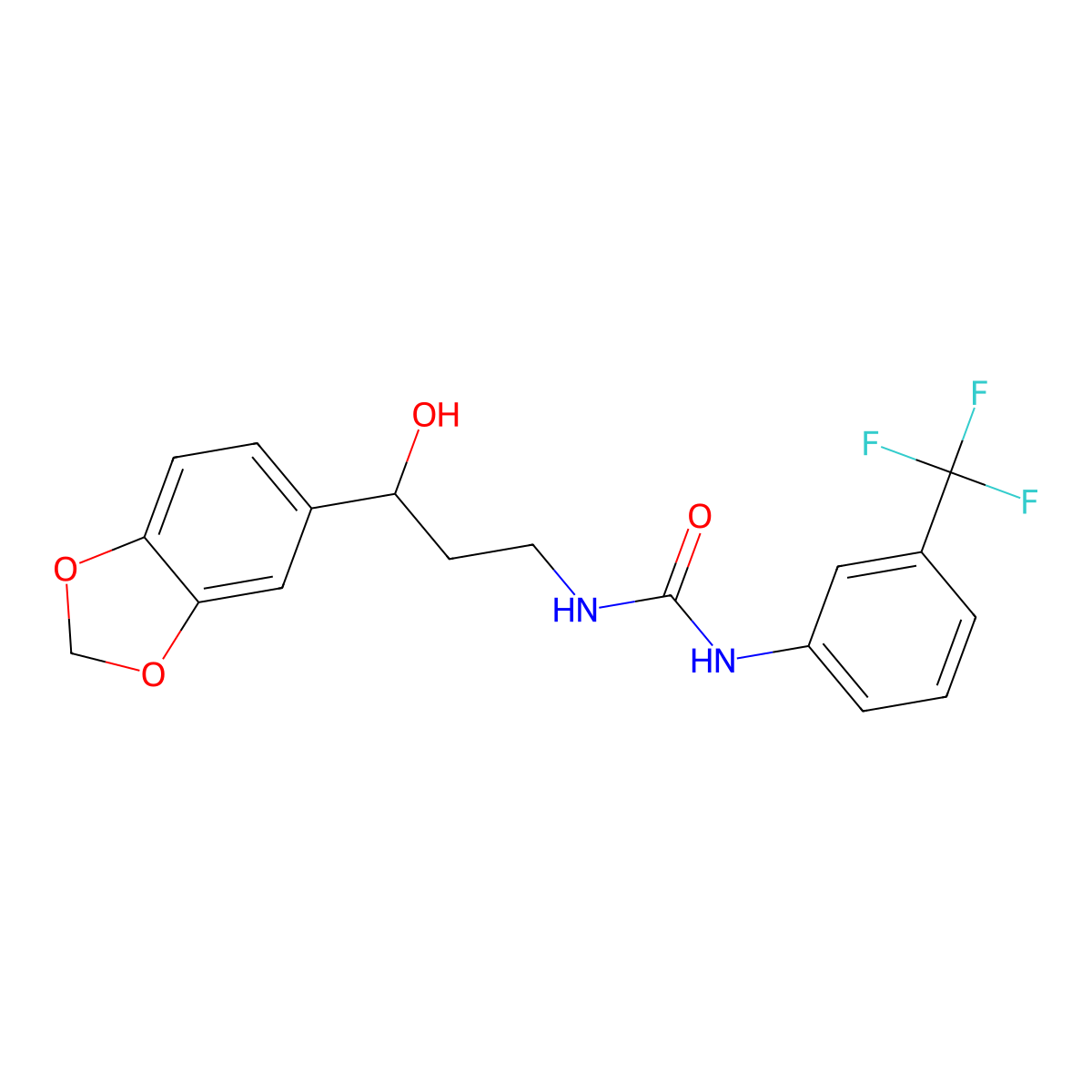 1-(3-(Benzo[d][1,3]dioxol-5-yl)-3-hydroxypropyl)-3-(3-(trifluoromethyl)phenyl)urea molecular structure, CAS 1421507-83-6