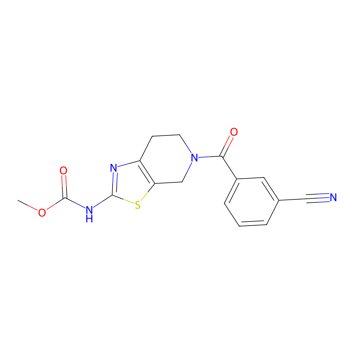 Methyl (5-(3-cyanobenzoyl)-4,5,6,7-tetrahydrothiazolo[5,4-c]pyridin-2-yl)carbamate molecular structure, CAS 1421507-85-8