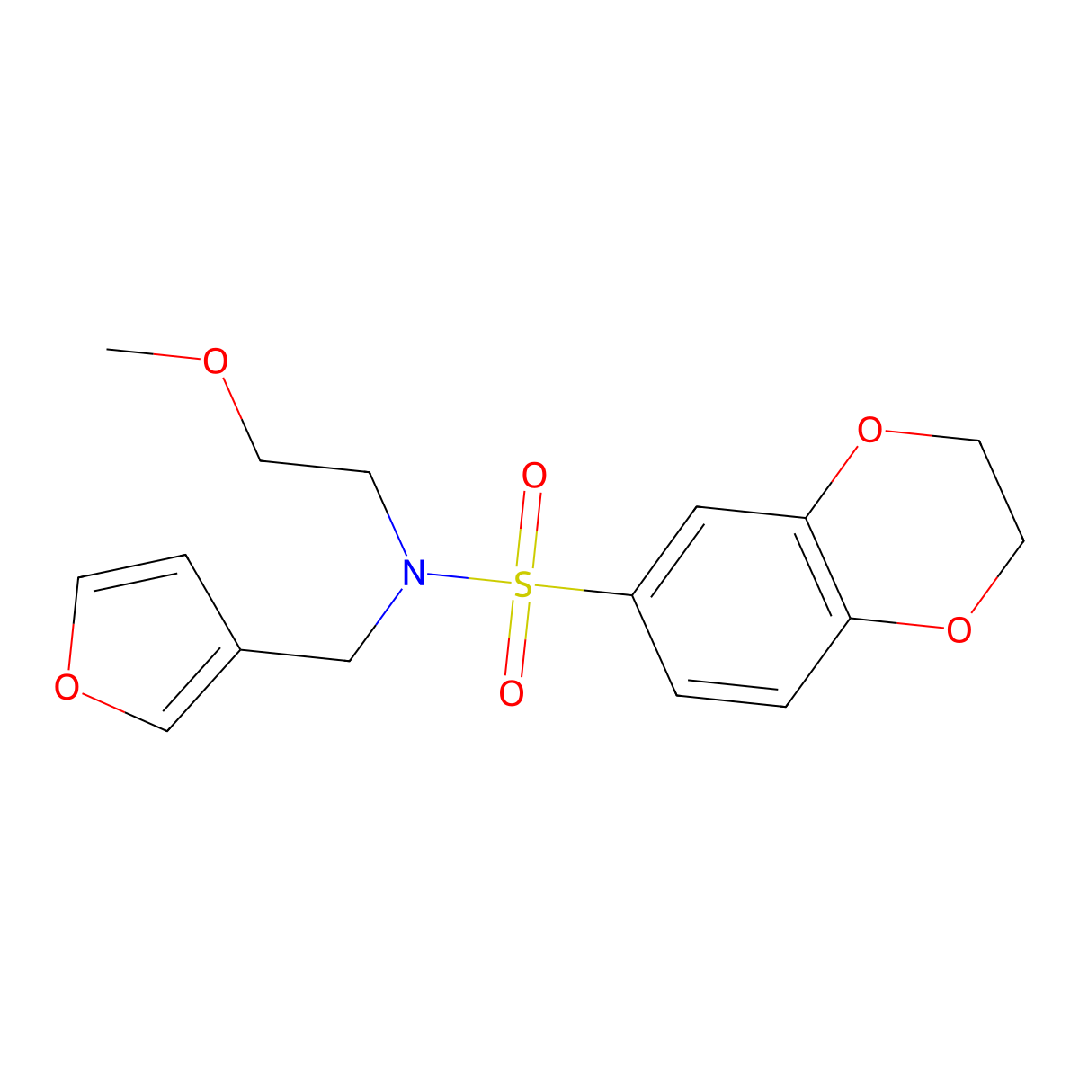 N-(furan-3-ylmethyl)-N-(2-methoxyethyl)-2,3-dihydrobenzo[b][1,4]dioxine-6-sulfonamide molecular structure, CAS 1421507-86-9