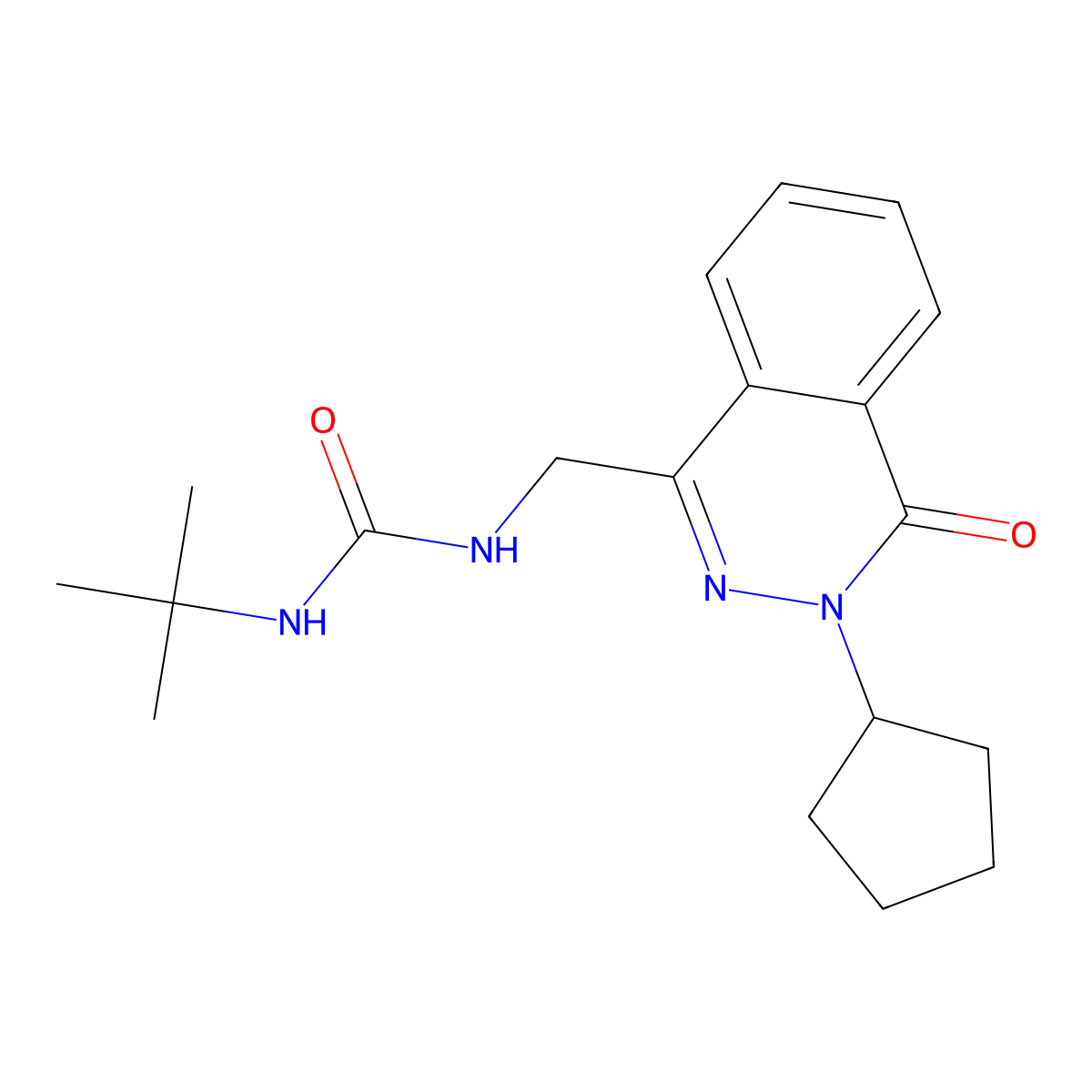 1-(Tert-butyl)-3-((3-cyclopentyl-4-oxo-3,4-dihydrophthalazin-1-yl)methyl)urea molecular structure, CAS 1421507-87-0