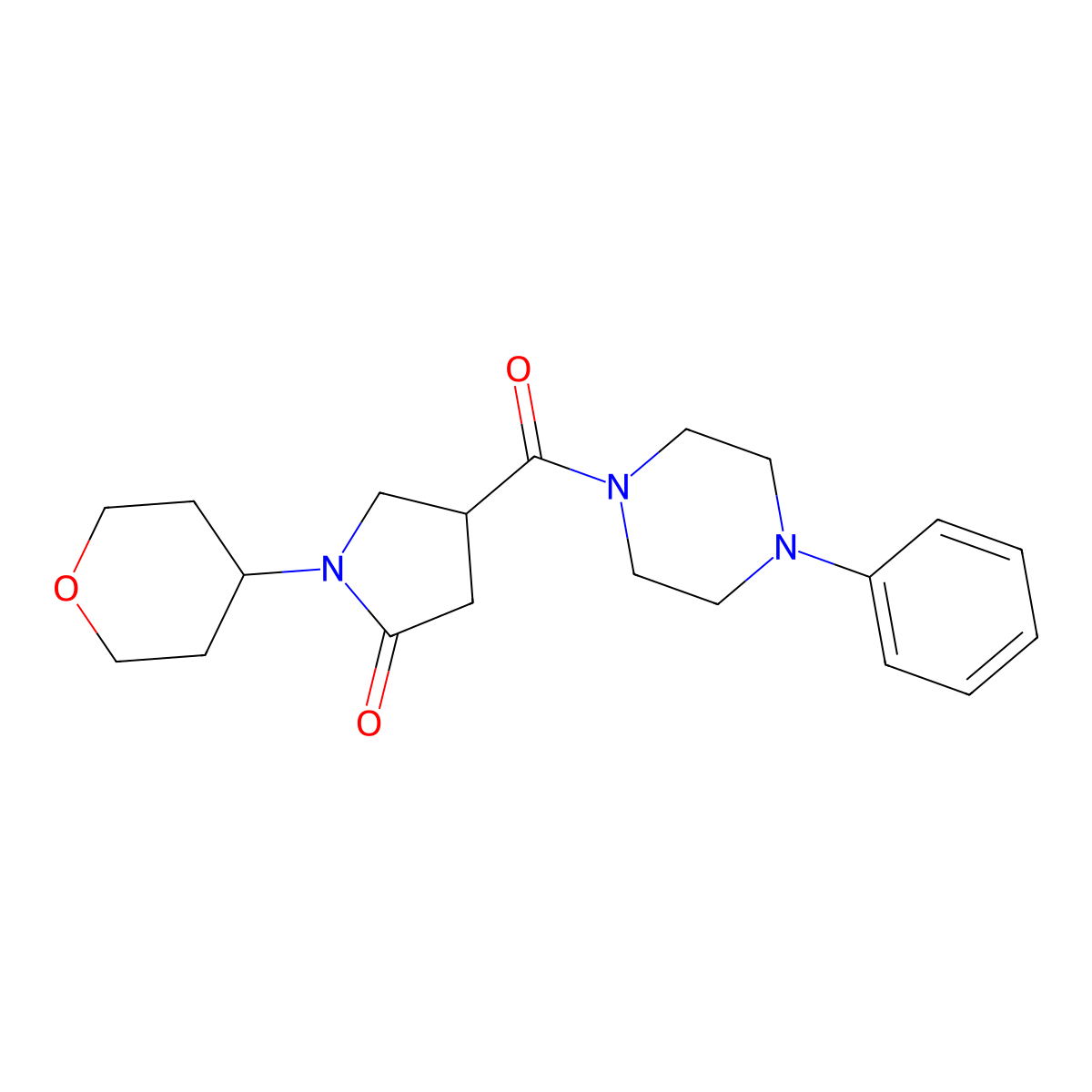 1-(Oxan-4-yl)-4-(4-phenylpiperazine-1-carbonyl)pyrrolidin-2-one molecular structure, CAS 1421507-91-6