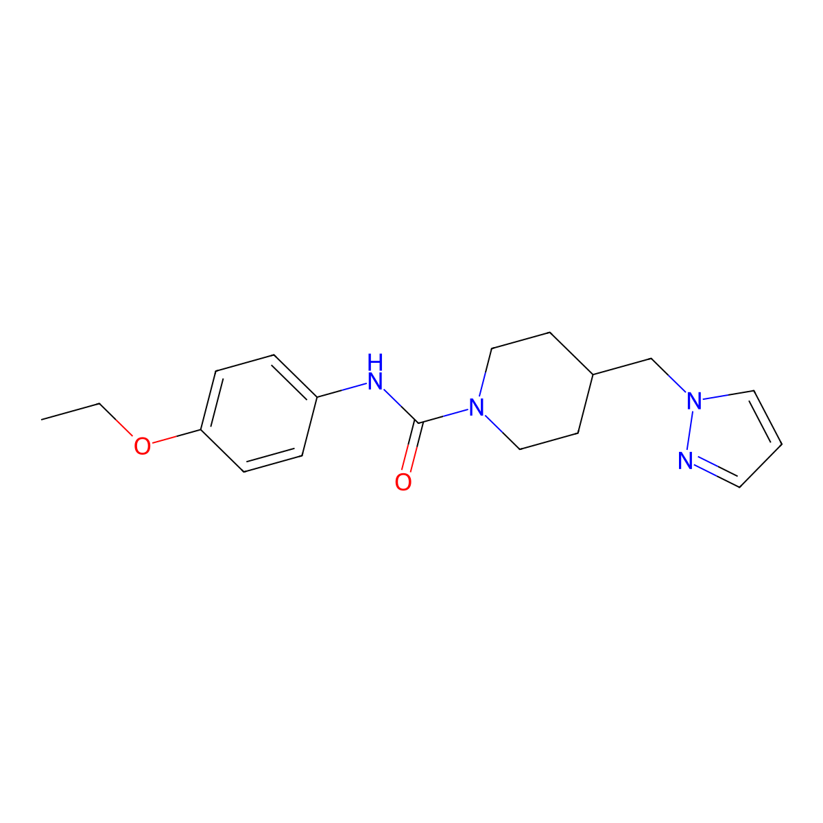 4-((1H-pyrazol-1-yl)methyl)-N-(4-ethoxyphenyl)piperidine-1-carboxamide molecular structure, CAS 1421508-02-2