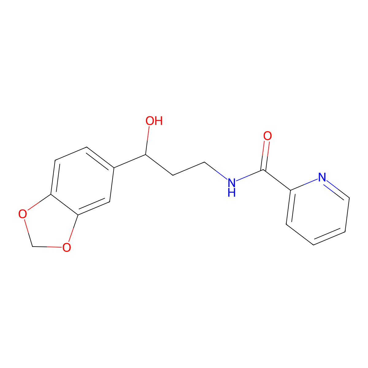 N-(3-(benzo[d][1,3]dioxol-5-yl)-3-hydroxypropyl)picolinamide molecular structure, CAS 1421508-17-9